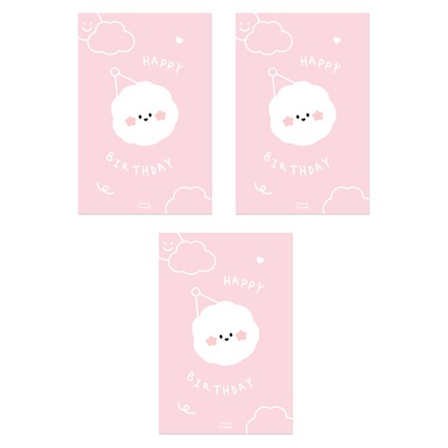 도나와친구들 심플 라인 생일 축하 엽서, 도나, 3개