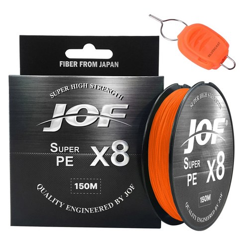 JOF 슈퍼PE 8합사 낚시줄 2호 + 실버캐스트 라인 스토퍼 세트, 낚시줄(오렌지), 라인스토퍼(랜덤발송), 1세트