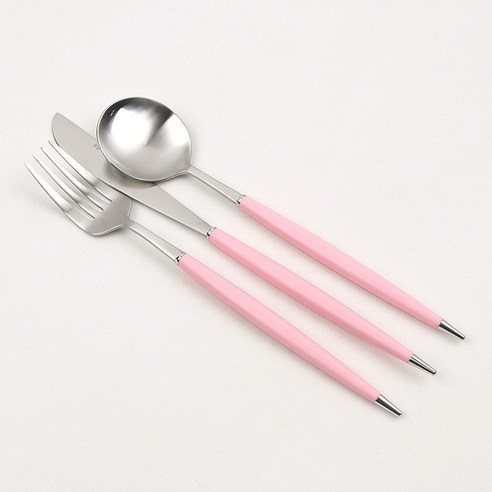 보겐 몽블랑 큐티 커트러리 양식기 세트, 핑크, 디너스푼 + 디너나이프 + 디너포크, 1세트