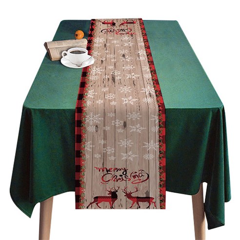 블럭마트 크리스마스 테이블 러너 직각형, type 1, 1개, 183 x 33 cm