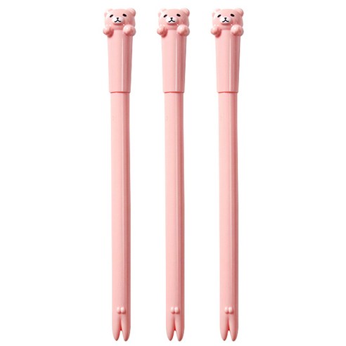 큐티베어 젤펜 0.5mm, 핑크, 3개