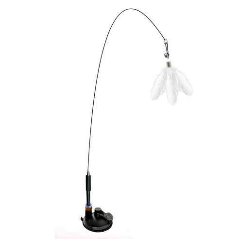 네이처펫 롱와이어 흡착 고정 깃털 낚시대 + 깃털 세트, 혼합색상, 1세트