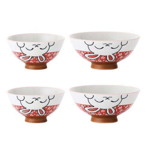 아이린도 공기 대접 2인 식기세트, 3D 레드토끼, 1세트, 공기 2p + 대접 2호 2p