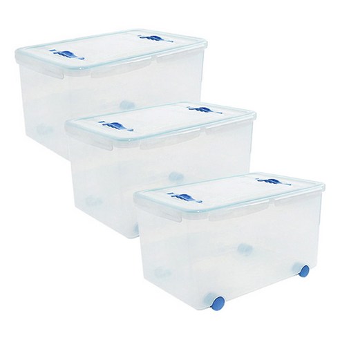플라팜 탱크 밀폐 리빙박스 50L, 투명, 3개