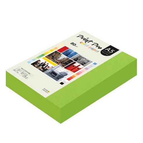 종이문화 프린트프로 칼라복사지 80g No 10 후레쉬그린, A5, 500개