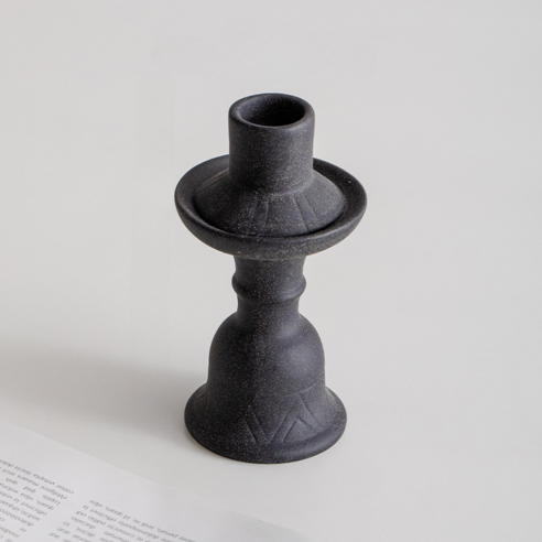 미소로운 모던 심플 캔들 홀더 type1 7.5 x 14.5 cm, 블랙