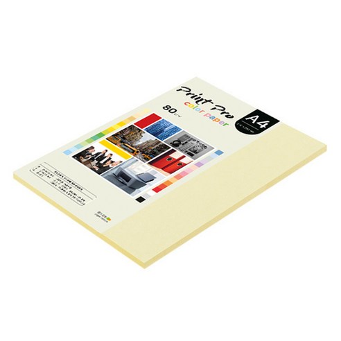 종이문화 프린트프로 칼라복사지 No.01 레몬 80g 62p, A4, 62개