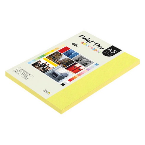 종이문화 프린트프로 칼라복사지 80g No 07 후레쉬옐로우, A5, 125개