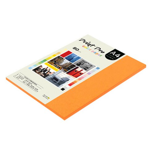 종이문화 프린트 프로 얇은 칼라복사지 No 27 오렌지 80g, A4, 62개