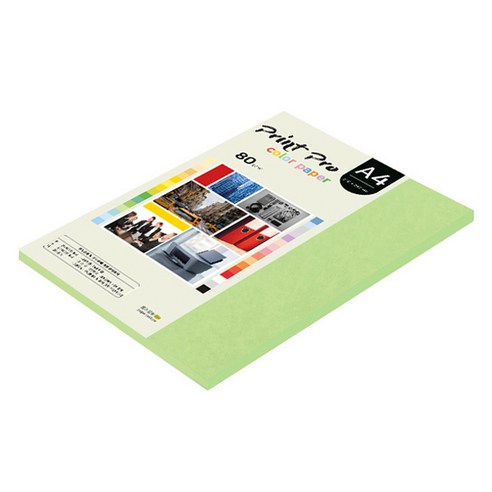 종이문화 프린트프로 얇은 칼라복사지 80g No 12 그린, A4, 62개