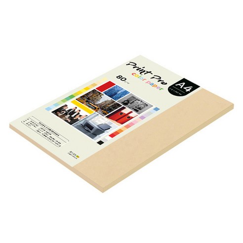종이문화 프린트프로 얇은 칼라복사지 No 3 베이지 80g, A4, 62개