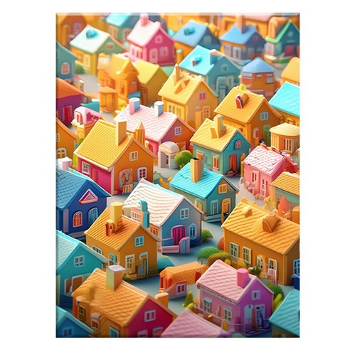 엔픽아트 캔버스형 보석십자수 DIY 키트 40 x 50 cm, MK184 풍경 아기자기 귀여운 집, 1개