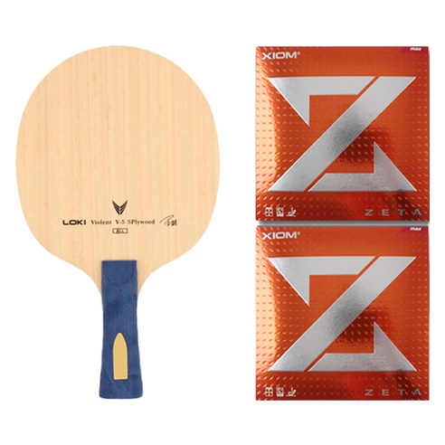 로키 V5 FL 탁구라켓 + 제타아시아 탁구라켓러버 조합 세트, 1세트