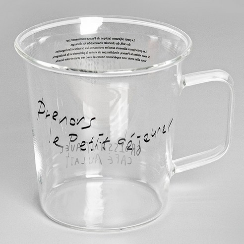 라세라미끄 클레어 레터링 글라스 머그컵 350ml, 블랙, 1개