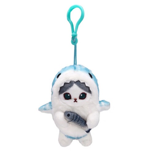 모후샌드 상어코스튬 SS 봉제인형 가방고리, 블루바이냥, 1개, 10cm