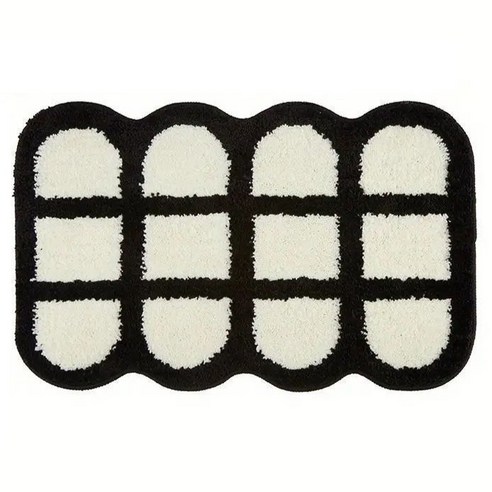 몬드스팟 체커보드 미끄럼방지 흡수 욕실 발매트 40 x 60 cm RB20825, 라인블랙, 1개