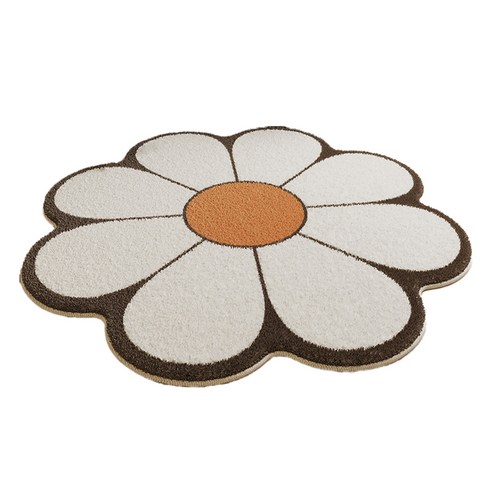 몬드스팟 꽃 스마일 도톰 거실 욕실 발매트 80 x 80 cm RB20827, 화이트, 1개