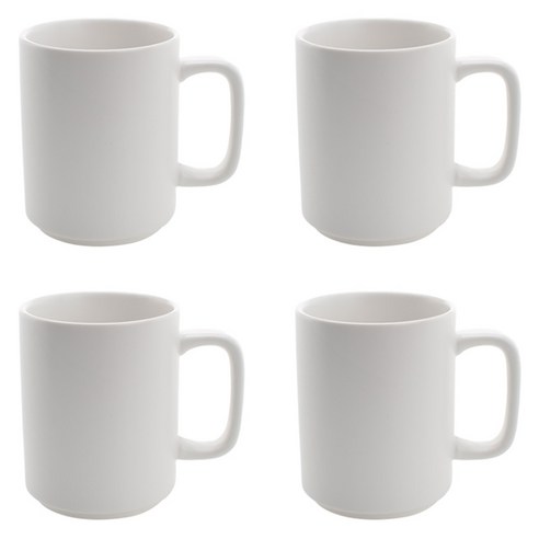 에크렌 롱 머그컵 400ml, 화이트, 4개