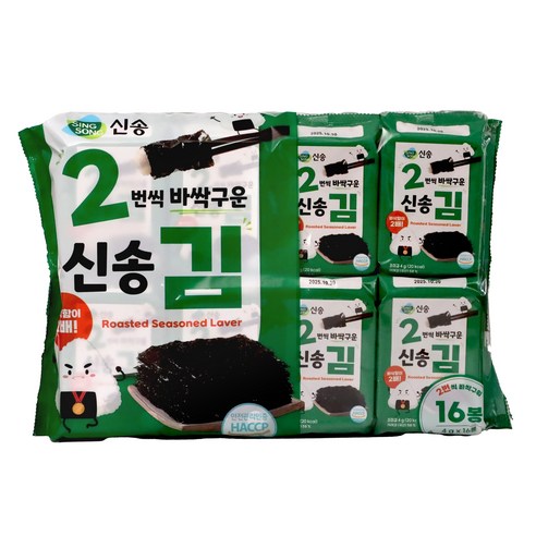 신송 2번씩 바싹 구운김 16p, 64g, 1개
