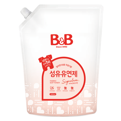 비앤비 비자극 유아 섬유유연제 자스민앤로즈향 리필형