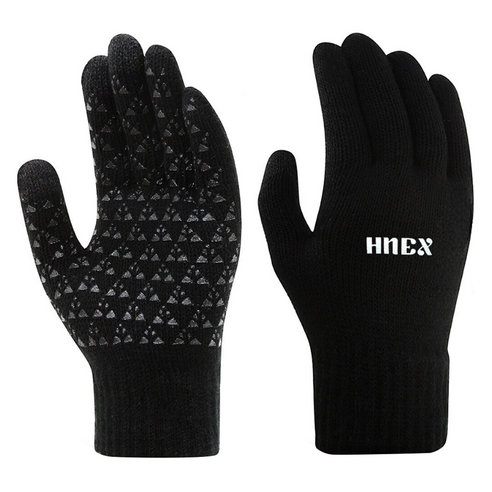 HNEX 스마트폰 터치 방한 논슬립 스포츠 니트 장갑, 블랙, 1개