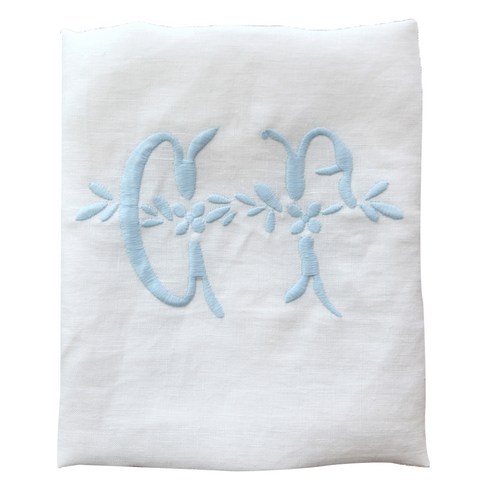 마메종 비스트로 린넨 주방타올 50 x 70 cm KTMJ1, 화이트 + 스카이(KTMJ1-WHBLUE), 1개