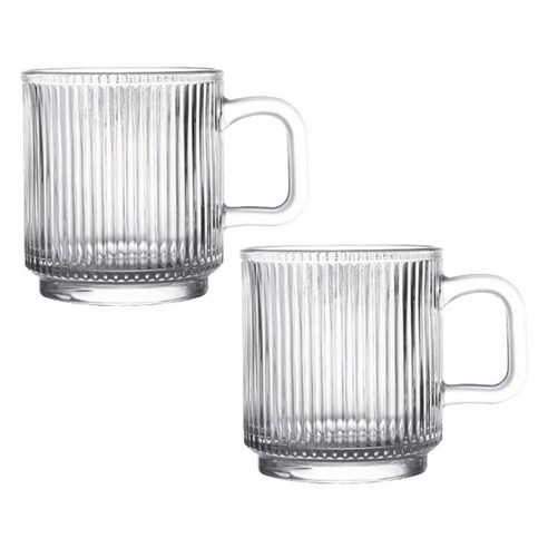 아메리칸로드 심플 세로라인 유리 머그컵 340ml YK115, 2개