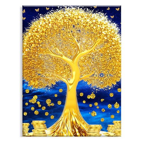 엔픽아트 캔버스형 보석십자수 40 x 50 cm, MK006 풍경 환상적 황금 나무, 1개