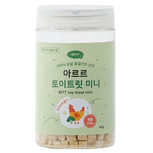 동원아르르 반려동물 토이트릿 미니 동결건조간식 닭 & 브로콜리, 혼합맛(닭 / 브로콜리), 40g, 1개