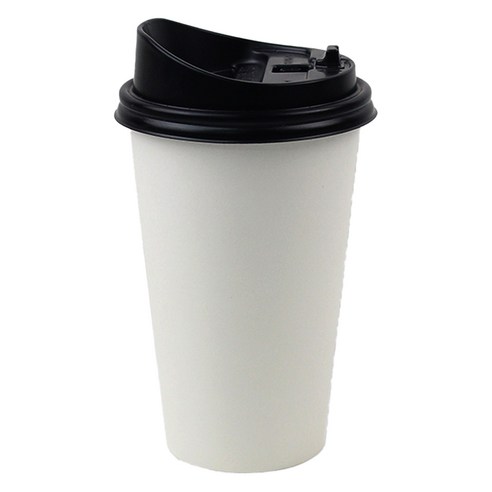 아이엔피 종이컵 화이트무지 355ml 100p + 롱개폐 뚜껑 100p 세트, 1세트