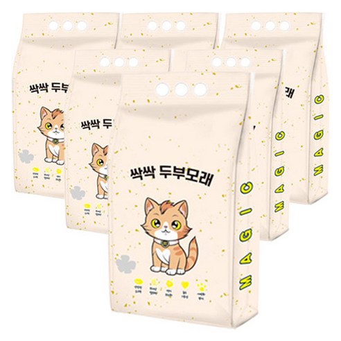 메디펫 싹싹 응고형 고양이 두부모래 가는입자, 6개, 8L, 무향