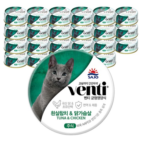 벤티 고양이 주식캔, 90g, 24개, 닭+참치