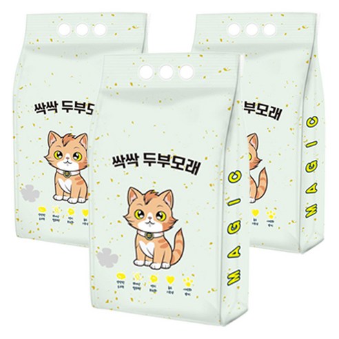 메디펫 고양이 싹싹 두부모래 가는입자, 3개, 8L, 녹차향