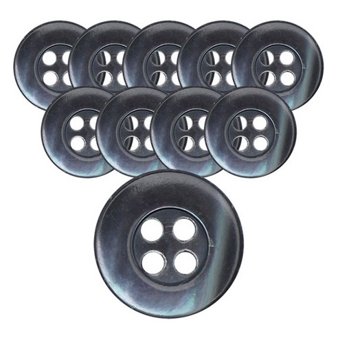 동대문단추왕 고급 리얼 자개 로고테 단추 10mm, TR 스모크, 10개
