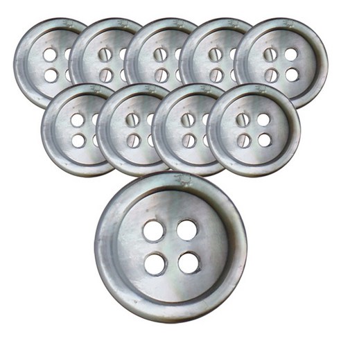 동대문단추왕 고급 리얼 자개 일반테 단추 10mm, MOP 은색, 10개
