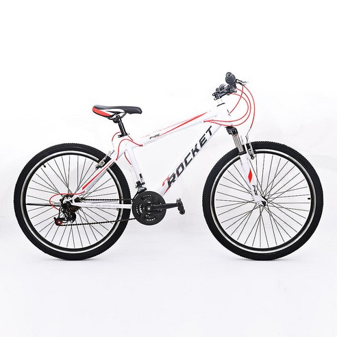 닥터바이크 앞서스펜션 21단 MTB 자전거 F-26S ROCKET 완조립 고객직접설치, 화이트 + 레드, 1개, 170cm