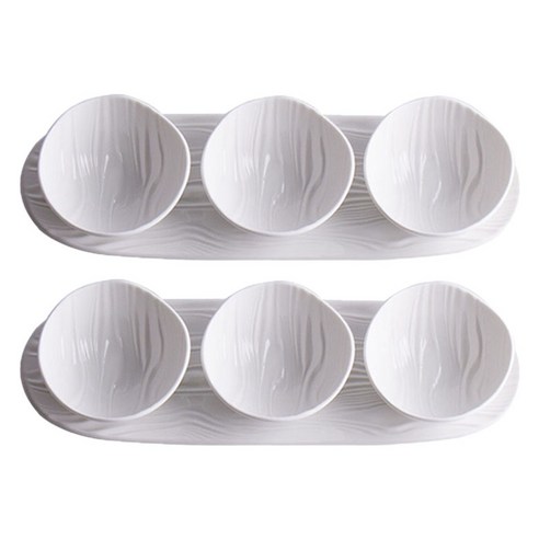 모던지 물결무늬 종지 직경 8.9cm x 높이 4.7cm + 접시 가로 30.5cm x 폭 9.5cm x 높이 1.7cm 세트 YJ704, 화이트, 2세트