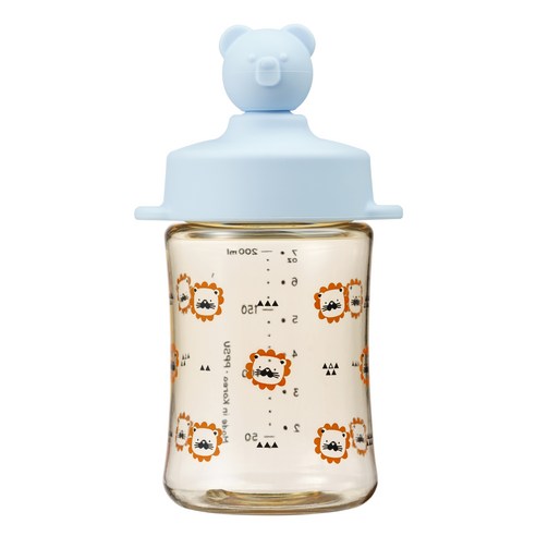 아키움 유아용 곰돌이 PPSU 빨대컵 200ml, 베이비블루, 1개