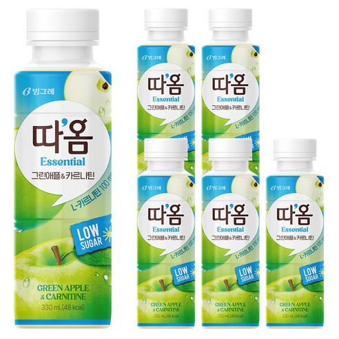 따옴 에센셜 그린애플 & 카르니틴, 6개, 330ml