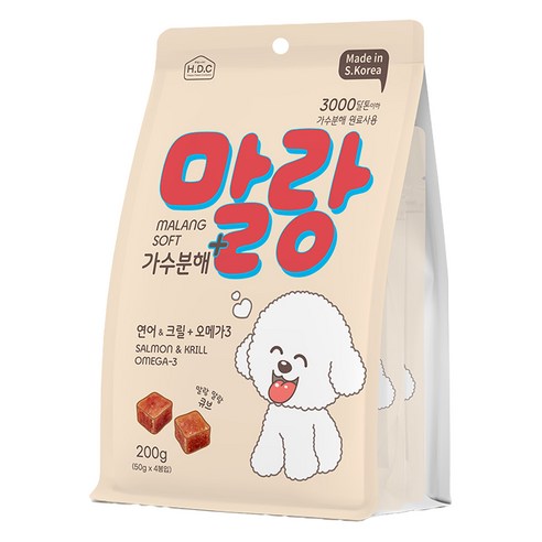강아지 말랑소프트 가수분해 + 오메가3 간식 4p, 혼합맛(연어/크릴맛), 200g, 1개