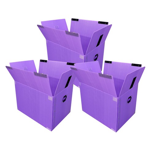 광동 손베임 방지 벨크로형 이사박스, 보라색, 3개