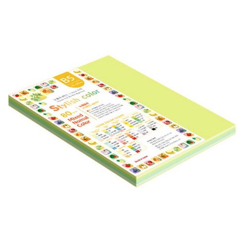 종이문화 스타일리쉬 얇은 혼합색지 05 SN Green Tone 80g, B5, 105개
