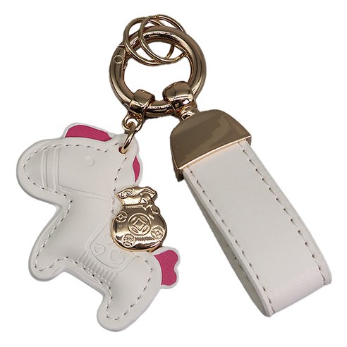 끄레앙 말장식 자동차 키홀더 행운키링 가방장식 AK305, 화이트, 1개