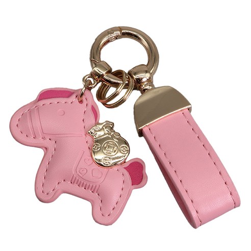 끄레앙 말장식 자동차 키홀더 행운키링 가방장식 AK305, 핑크, 1개