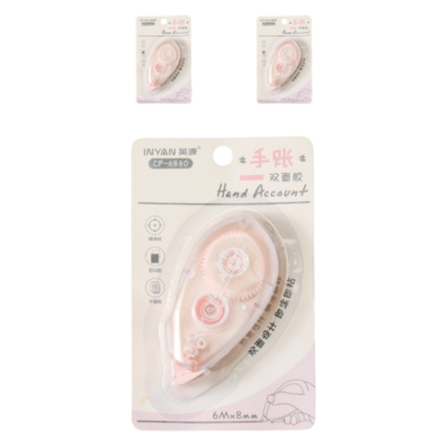 꼬까 베이직 양면테이프 8mm x 6m, 핑크, 3개