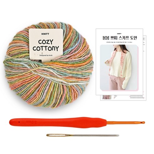봄바람처럼 살랑이는 손끝의 즐거움, 니뜨 봄봄 쁘띠 스카프 DIY 패키지 대바늘도안