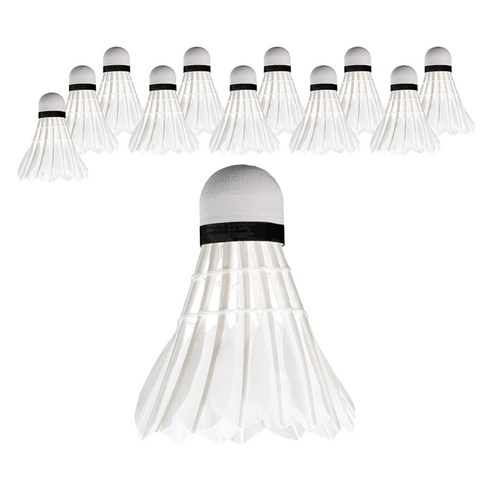 마메 레저용 거위털 셔틀콕, 12개, WHITE, 1개입