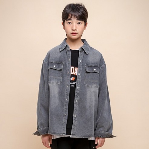 제이씨비 남아용 워시드 데님셔츠 U101