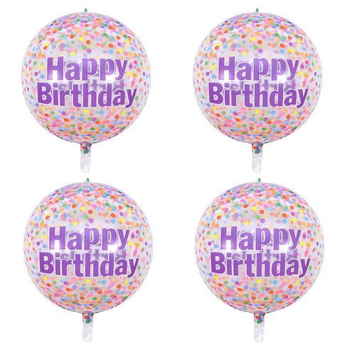 파티공구 생일 4D풍선, 4개, 꽃가루