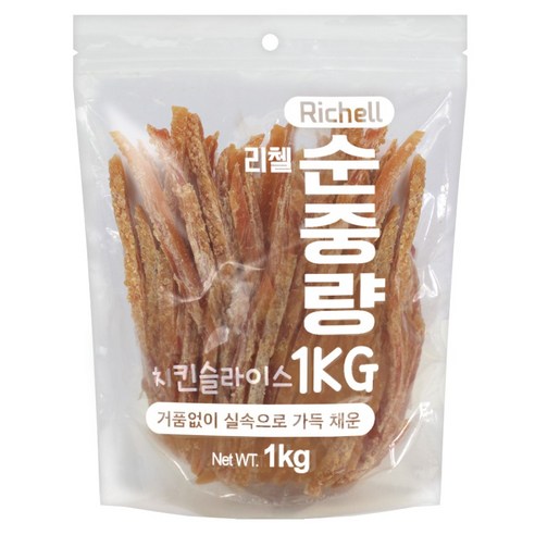 리첼 강아지 순중량 사사미 슬라이스 건조간식, 치킨, 1kg, 1개